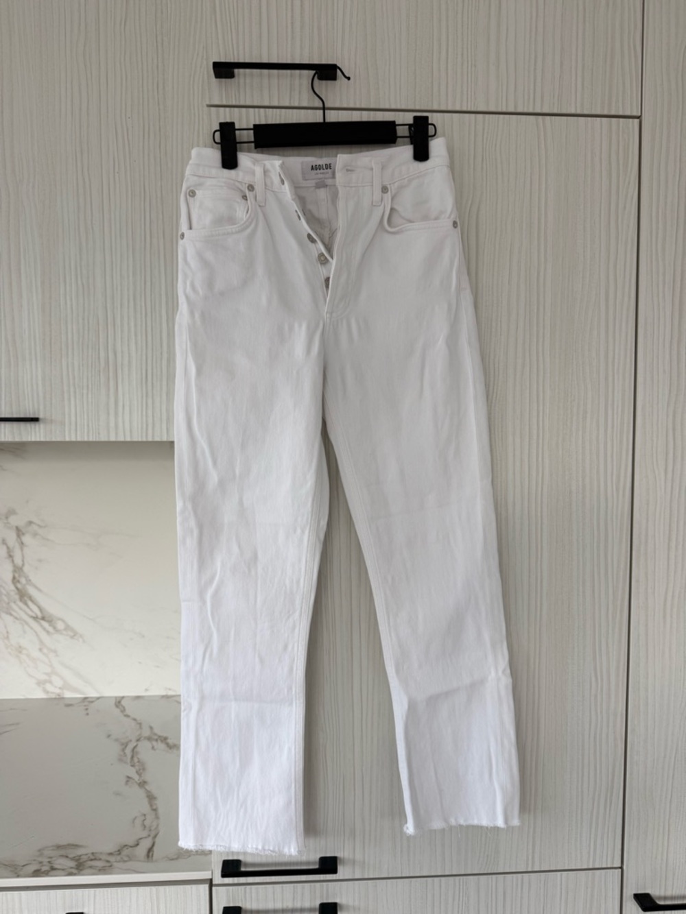 Agolde White Straight-Leg High-Rise Jeans
